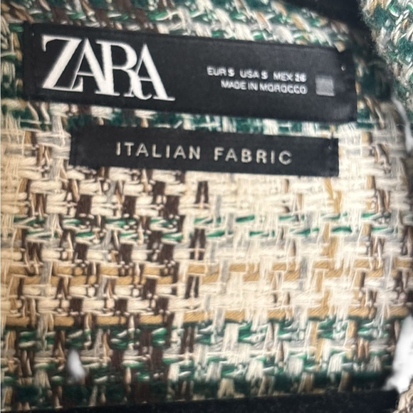 Zara Green and White Cozy Knit Cardigan - Picture 2 of 7